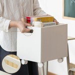 テーブル下ローラー付きブック収納ボックス、大容量ファブリック収納バスケット、オフィスや家庭用